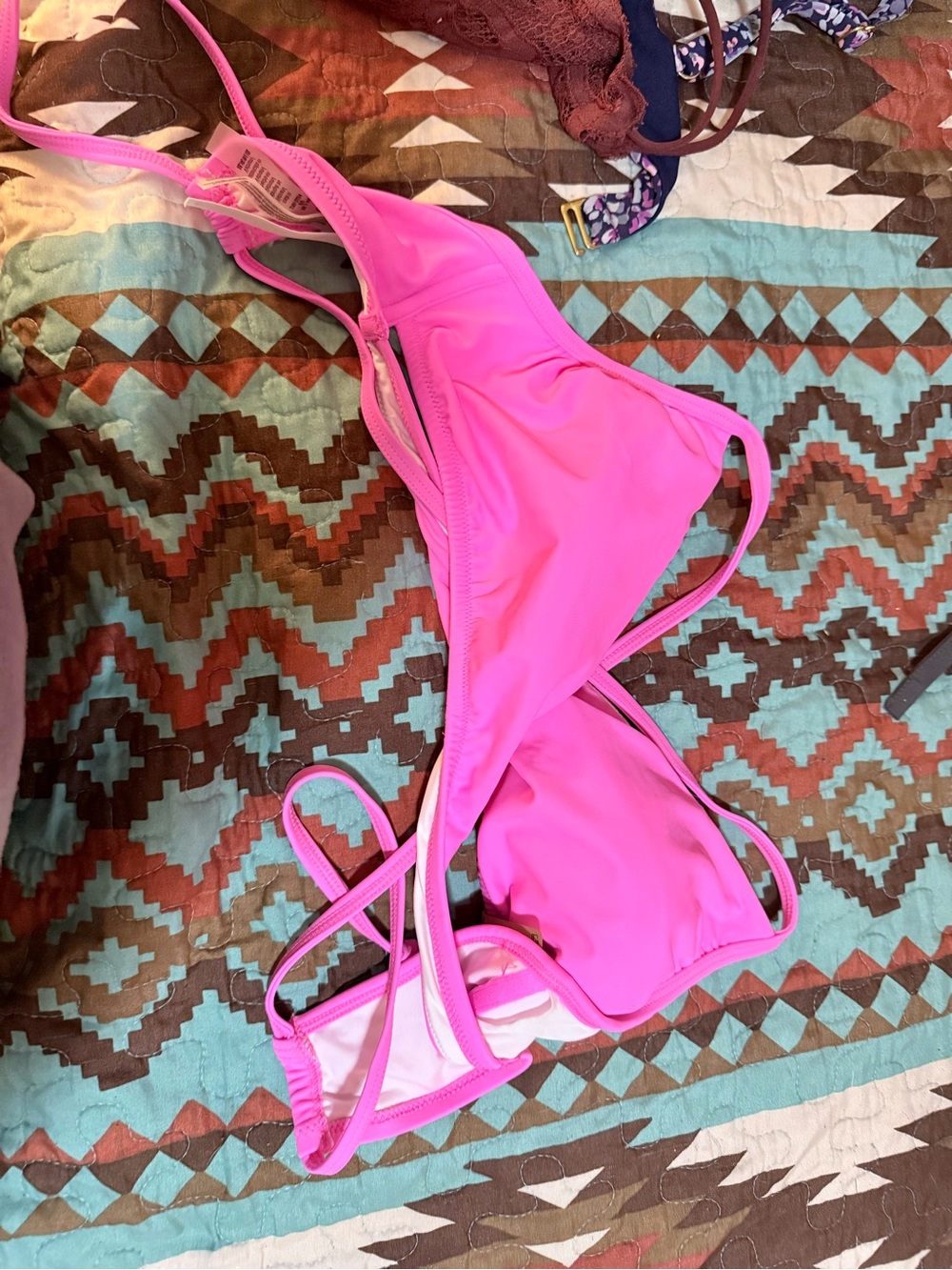 PINK Victoria's Secret Neon Pink Triangle Bikini Top